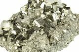 Glittering Striated, Cubic Pyrite Crystal Cluster - Peru #256147-2